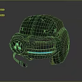 Futuristic Tactical Weapon Helmet Design With Blue Light Sensors And Green Shell