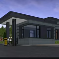 Gaoping City Electric Power Engineering Company Entrance Gate With Night City Background And Guardhouse Lighting
