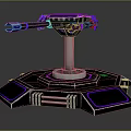 Futuristic Sci Fi Weapon With Double Barrel Purple Glow Mechanical Structure And Hexagonal Base 3d model