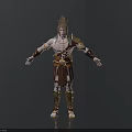 Ancient Warrior 3D Model With Golden Crown Shoulder Armor And Leg Guards