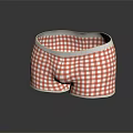 Men's Red And White Checkered Boxer Briefs With Comfortable White Waistband For Casual Wear