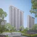 Modern High Rise Residential Buildings With Green Landscaping And Trees Balconies And Large Windows