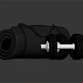 Black Rolled Up Yoga Mat And Dumbbells For Home Fitness Equipment