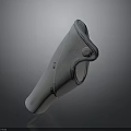 3D Rendered Metal Curved Mechanical Component With Holes And Connection Points