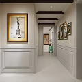 Elegant Classic American Style Living And Dining Room Interior With Wall Artworks And Comfortable Sofas