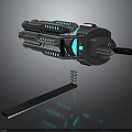 Futuristic Sci Fi Energy Weapon With Cylindrical Structure And Blue Luminous Rail Components 3d model