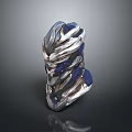 Silver And Blue Ornate Weapon With Intricate Metallic Design Details