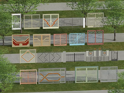Diverse Stylish Entrance Gates With Intricate Patterns For Outdoor Garden Areas 3d model