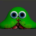 Green Playful Game Movie Character With Big Blue Eyes And Round Shape