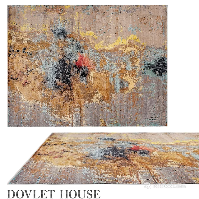 Square Carpet With Abstract Colorful Pattern In Earth Tones For Modern Living Room 3d model 