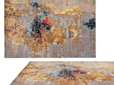 Square Carpet With Abstract Colorful Pattern In Earth Tones For Modern Living Room 3d model