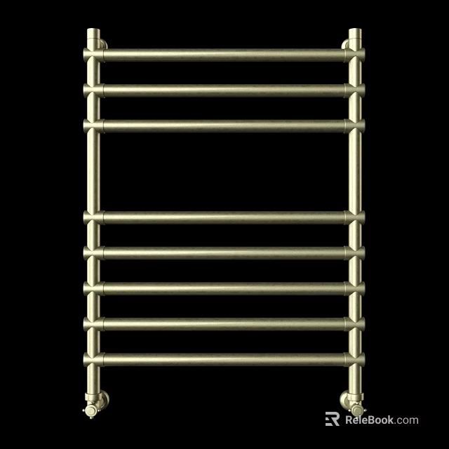 Shiny Golden Metal Ladder Design With Vertical Rungs And Black Background 3d model 