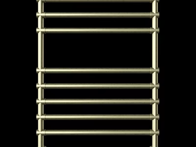 Shiny Golden Metal Ladder Design With Vertical Rungs And Black Background 3d model