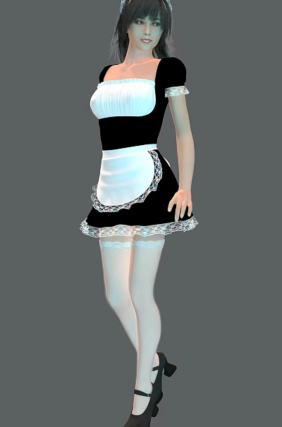 Modern Woman Cute Maid 3d model