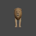 Game Movie Character Lion 3D Model With Brown Mane Standing Pose And Dark Background