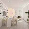 Modern Beauty Hair Salon Interior Design With White Decor Nail Station Sofa Plants And Paintings