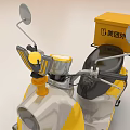 Modern Yellow Electric Scooter With Food Delivery Box For Urban Delivery Services