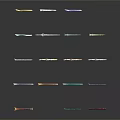Various Colored Daggers As Weapons Arranged On Black Background In Formation