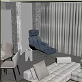 Comfortable Modern Blue Lazy Sofa By Window In Living Room Interior
