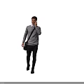 Man In Gray Sweater With White Shirt Collar Talking On Phone In Dark Gray Background