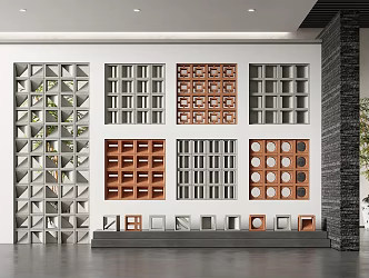 PU cement component brick cement brick partition decorative partition industrial wind partition cement brick 3d model