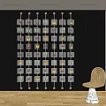 Decorative Plant Specimens Wall Display In Modern Interior With White Chair