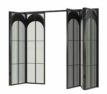 glass folding door 3d model