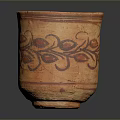 Orange Handcrafted Ceramic Cup With Floral Patterns For Daily Household Use 3d model