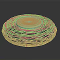 Lush Green Indoor Plant In Round Woven Planter With Golden Top Decoration