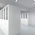 Clean Spacious Laboratory With Modern Ceiling Lights 3d model