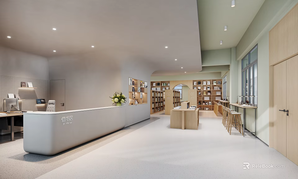 Book Art Themed Interior Design Of Modern Library 3d model 