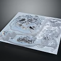 Detailed Square Shaped Terrain Model With Mountains Rivers And Undulating Landforms 3d model