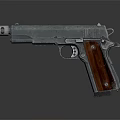 Vintage Silver Metal Pistol with Wooden Grip Detailed Design on Dark Background