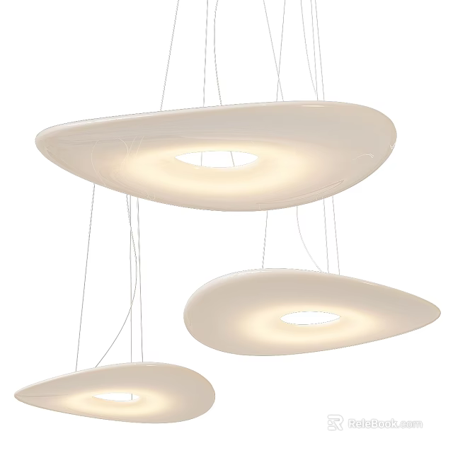 Modern Minimalist White Pendant Lights with Multiple Hanging Circular Light Openings 3d model
