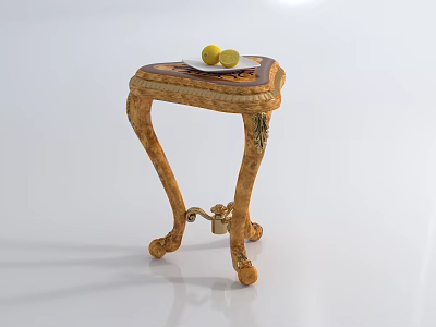 Elegant Classic Coffee Table With Intricate Golden Carvings Carved Legs And Tray Holding Fruits 3d model