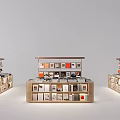 Modern Wooden Bookcase With Multiple Compartments Storing Books And Decorative Items
