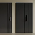 Modern Black Security Doors With Electronic Safety Locks For Home Security 3d model