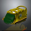 Modern Yellow Water Vehicle With Green Transparent Front and Circular Windows