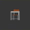 Wooden Classroom Desk And Chair With Metal Legs And Smooth Tabletop