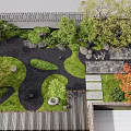 Tranquil Courtyard Garden With Stone Path Natural Rocks Trees And Lush Greenery