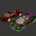 Two Modern Concept Sports Cars With Sleek Design And Colored Accent Lines
