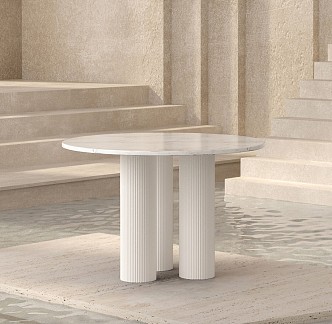 Nordic Marble Dining Table SU Model 3d model