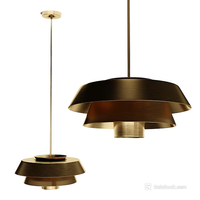 Modern Brass Double Tiered Pendant Light Design For Home Interior Decor 3d model 