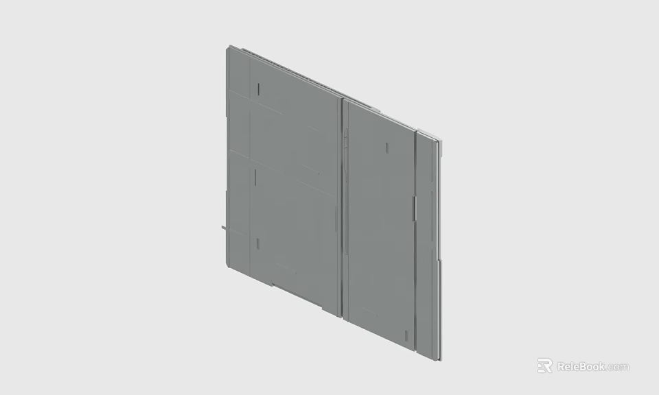 Gray Structural Metal Panel Featuring Sleek Design Multiple Sections And Installation Holes 3d model 