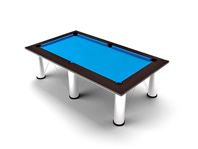 Modern Billiard Table With Blue Felt Surface And White Metal Legs For Recreational Play 3d model
