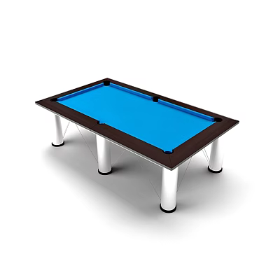 Modern Billiard Table With Blue Felt Surface And White Metal Legs For Recreational Play 3d model
