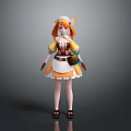 Game Anime Character With Orange Hair White Hat And Yellow Top Holding Vegetable Basket