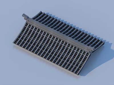 Traditional Gray Roof Grille Structure With Neat Stripes And Decorative Edges 3d model