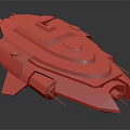 Futuristic 3D Spaceship Model With Metallic Blue Gray Texture And Circular Design Elements