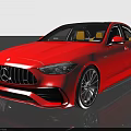 Red Mercedes Sedan With Shiny Body Modern Front Design And Alloy Wheels